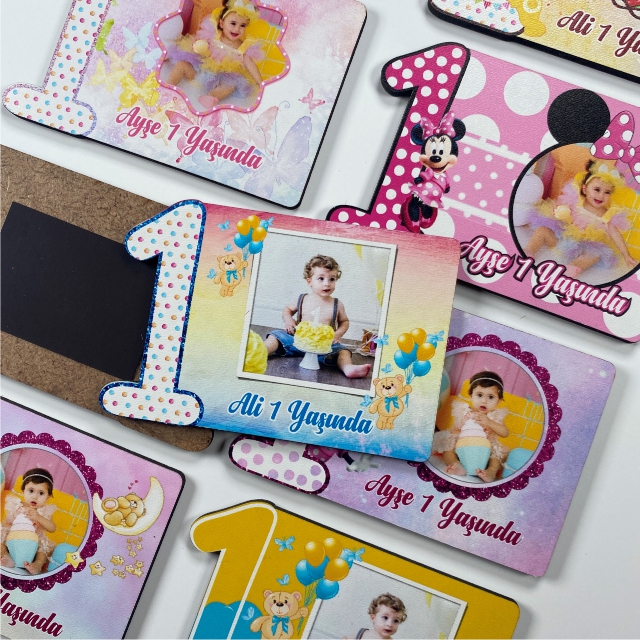 Özel Kesim Ahşap Doğum Günü Magneti