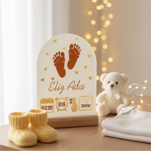 Masa Üstü Pleksi Bebek Doğum Kartı