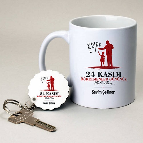 Öğretmenler Günü Tasarımlı Kupa ve Anahtarlık