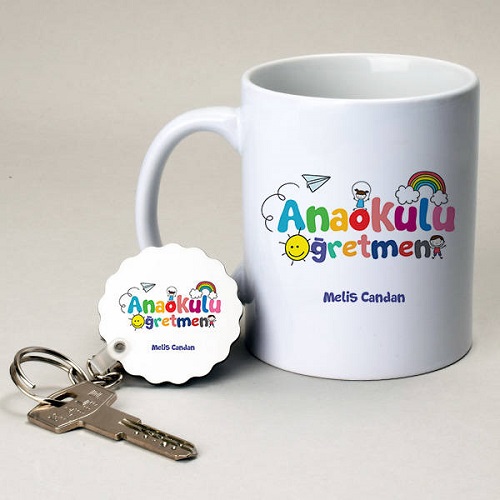 Geometri Öğretmenine Hediye Kupa ve Anahtarlık