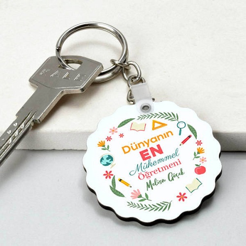 En Mükemmel Öğretmen Papatya Anahtarlık Kişiye Özel