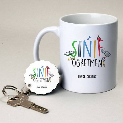 Sınıf Öğretmenine Hediye Kupa ve Anahtarlık