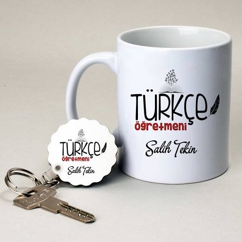 Türkçe Öğretmenine Hediye Kupa ve Anahtarlık