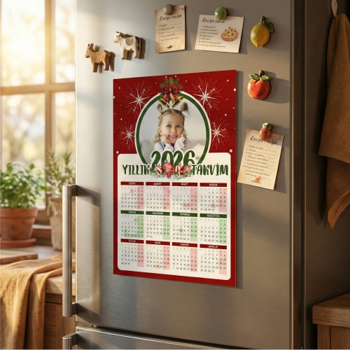 Yılbaşı Tasarımlı 2026 Takvimi (A4 Boyutunda)
